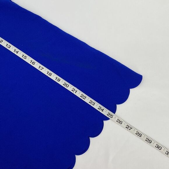 Vanilla Bay Stretch Round Neck Short Sleeve Scalloped Trim Blouse Blue Small - Picture 7 of 7